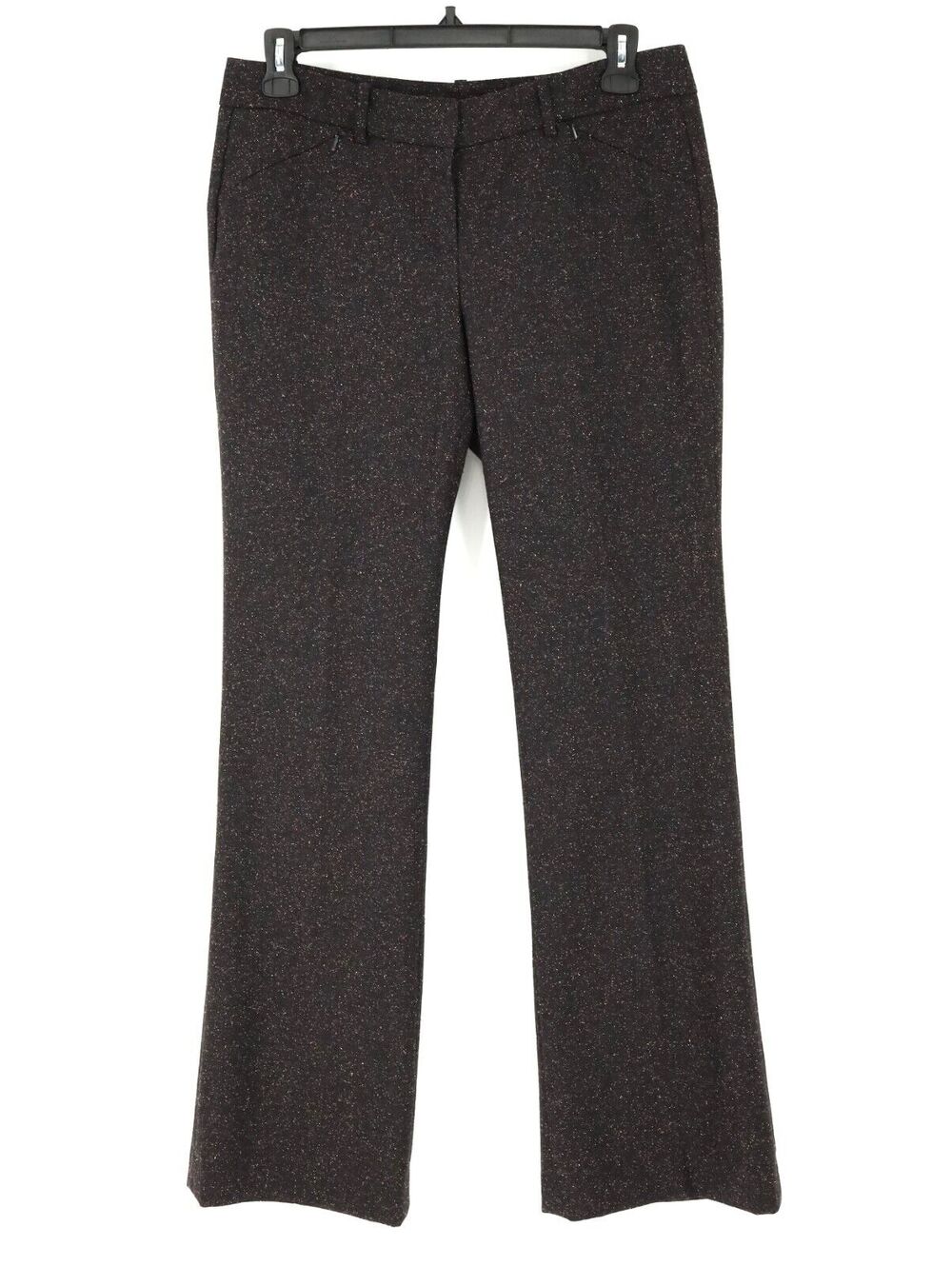 W by Worth Dress Pants Womens 10 Brown Wool Blend Tweed Fully Lined Zip Pockets